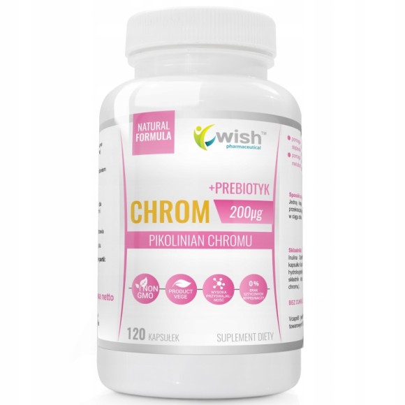 Wish CHROM 200mcg + PREBIOTYK 120kps wsparcie PRAWIDŁOWY