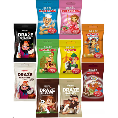 DRAŻE CUKIERKI POLSKIE SŁODYCZE Z TRADYCJĄ Skawa MIX 10 SMAKÓW 700g
