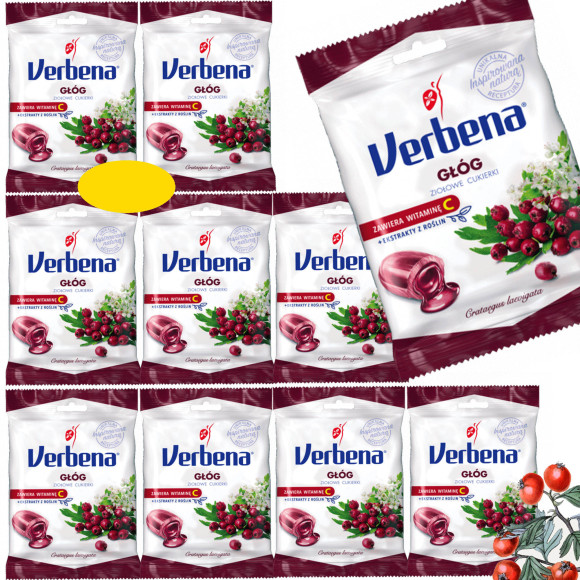 Verbena ZIOŁOWE cukierki GŁÓG + WITAMINA C 60g x 10sztuk 0,6KG