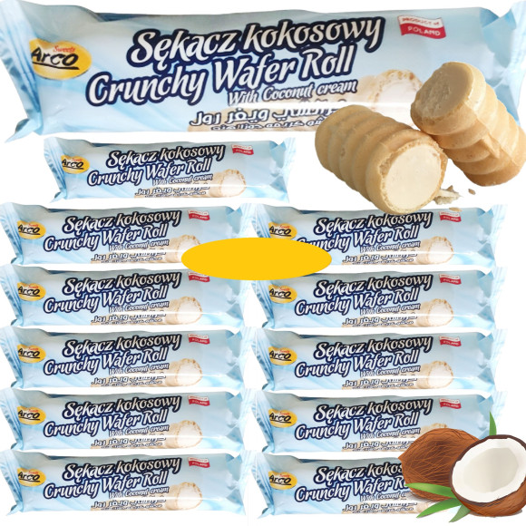 Arco SĘKACZ KOKOSOWY KOKOS ciastko RURKA Z KREMEM 32g x12szt