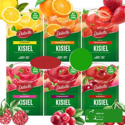 Delecta KISIEL BEZ DODATKU CUKRU mix SMAKÓW 6szt