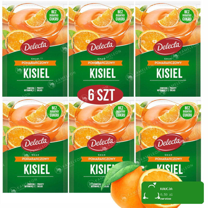 Delecta KISIEL POMARAŃCZOWY bez dodatku cukru 6szt
