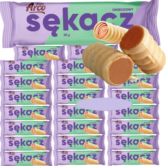 Arco SĘKACZ ORZECHOWY RURKA Z NADZIENIEM ciastko RURKA Z KREMEM 28G x24szt