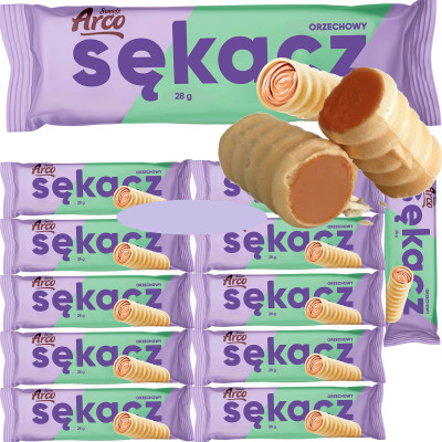Arco SĘKACZ ORZECHOWY ciastko RURKA Z KREMEM ORZECHOWYM 28G x12szt