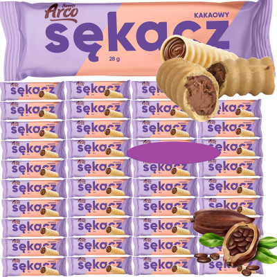 Arco SĘKACZ KAKAOWY KLASYCZNY KAKAO ciastko RURKA Z KREMEM 28G x40szt