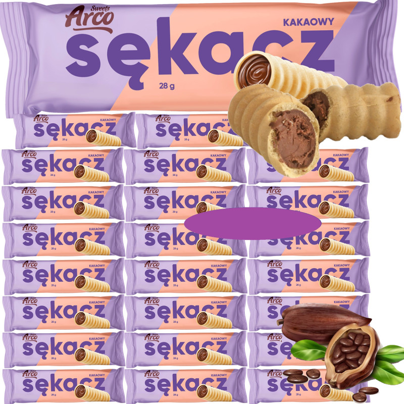 Arco SĘKACZ KAKAOWY KLASYCZNY ciastko RURKA Z KREMEM 28G x 24szt 0,67KG
