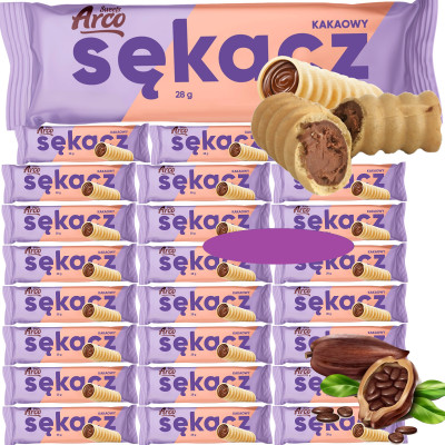 Arco SĘKACZ KAKAOWY KLASYCZNY ciastko RURKA Z KREMEM 28G x 24szt 0,67KG