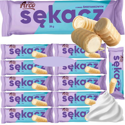 Arco SĘKACZ ŚMIETANKOWY klasyczny ciastko RURKA Z KREMEM 28G x12szt