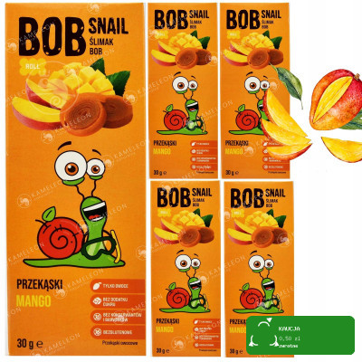BOB SNAIL przekąska owocowa bez cukru glutenu MANGO 30x5 150G