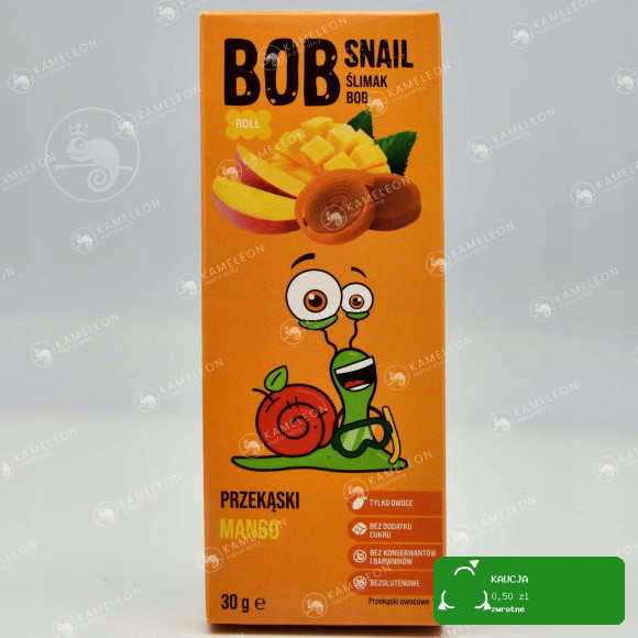 BOB SNAIL przekąska owocowa bez cukru glutenu MANGO 30x5 150G