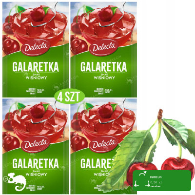 Delecta GALARETKA WIŚNIOWA smak wiśniowy 4 x 75g
