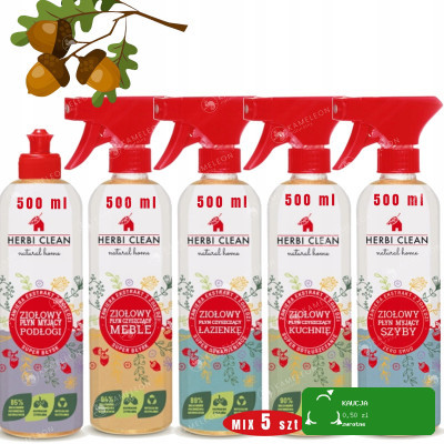 ZIOŁOWY PŁYN do CZYSZCZENIA MYCIA mix 5szt 2500ml