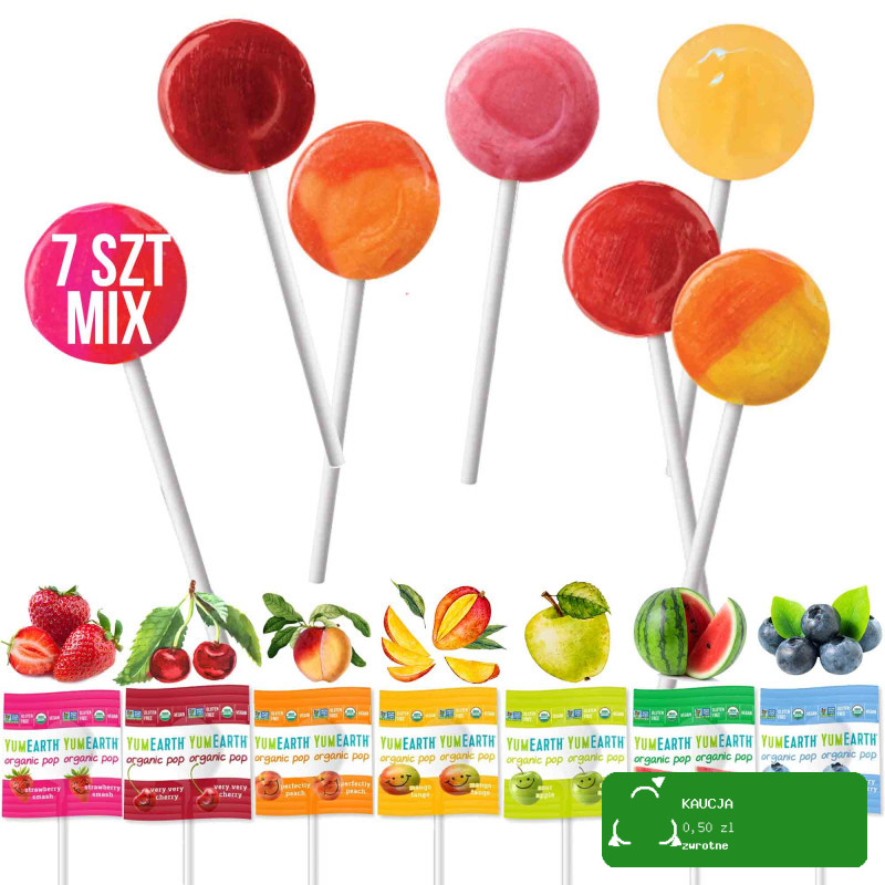 LIZAK OWOCOWOWY eko BIO YUMEARTH 7szt MIX SMAKÓW