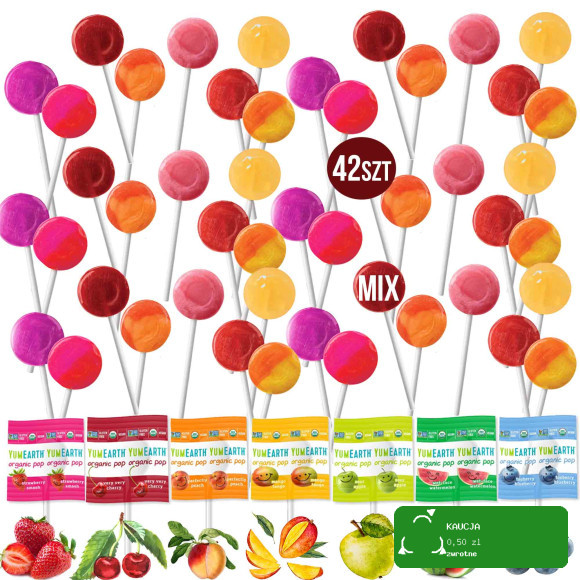 LIZAK OWOCOWOWY eko BIO YUMEARTH 7szt MIX SMAKÓW
