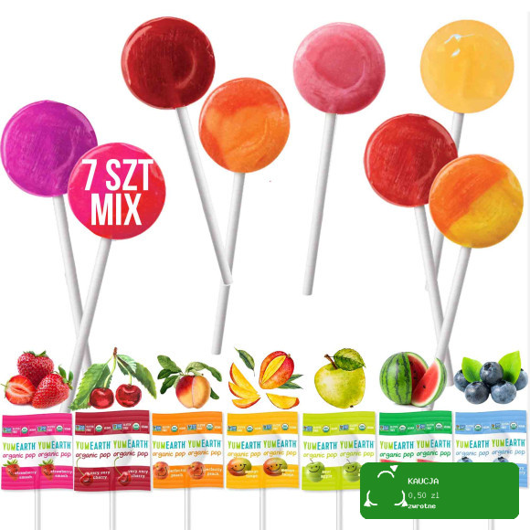 LIZAK OWOCOWOWY eko BIO YUMEARTH 7szt MIX SMAKÓW