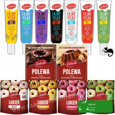 Delecta ZESTAW DO DEKORACJI CIAST FAJNY PISAK x7 FAJNA POLEWA x2 LUKIER x4