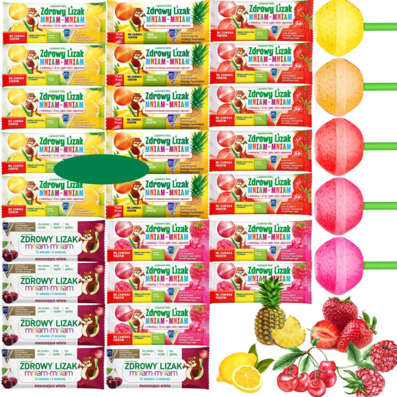 ZDROWY LIZAK KULKA BEZ CUKRU WITAMINY MIX 25 sztuk