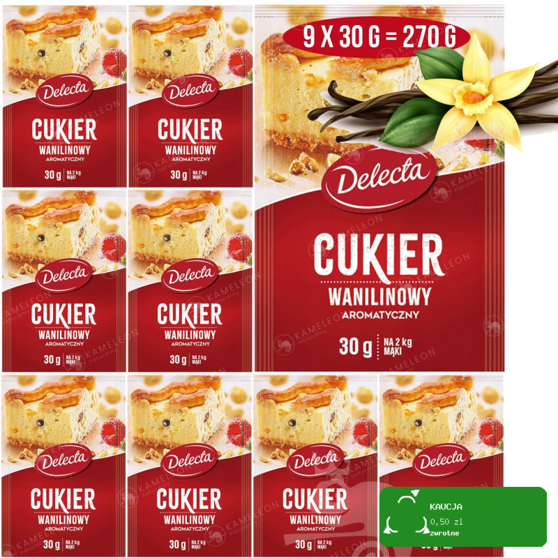 DELECTA CUKIER WANILINOWY duże opakowanie 9szt.
