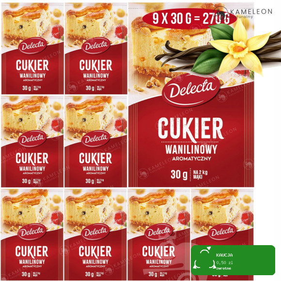 DELECTA CUKIER WANILINOWY duże opakowanie 9szt.