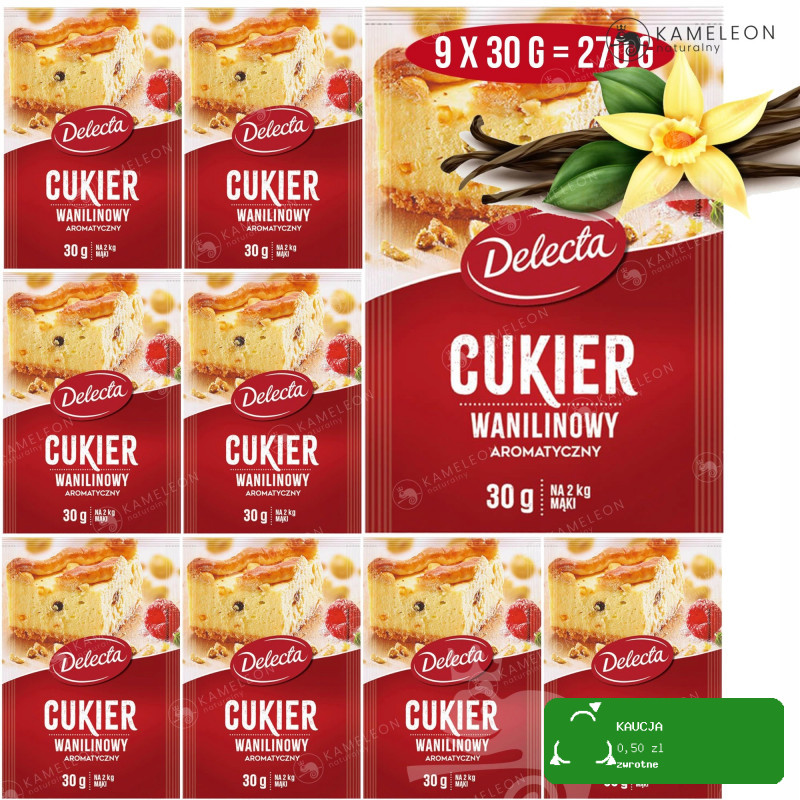 DELECTA CUKIER WANILINOWY duże opakowanie 9szt.
