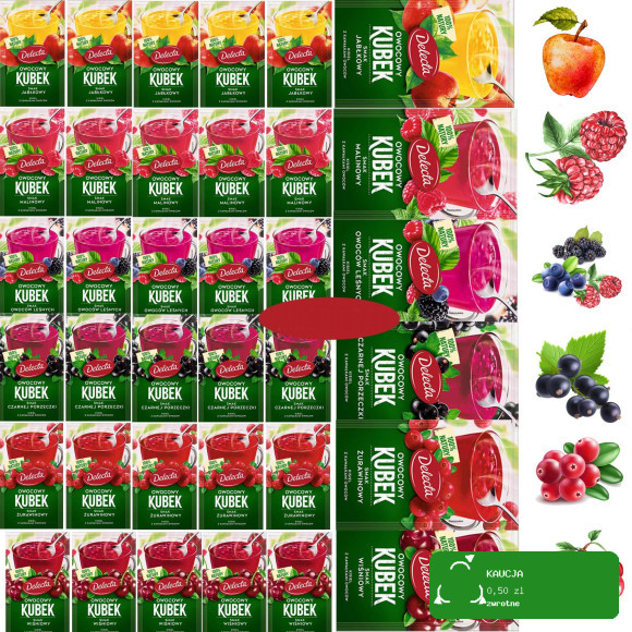 Delecta OWOCOWY KUBEK KISIEL mix smaków 36szt 1kg!