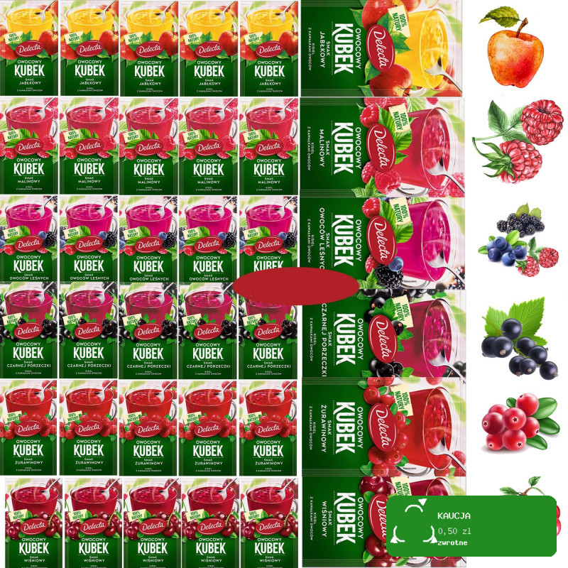 Delecta OWOCOWY KUBEK KISIEL mix smaków 36szt 1kg!