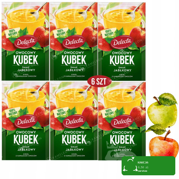 Delecta OWOCOWY KUBEK KISIEL INSTANT jabłkowy 6szt