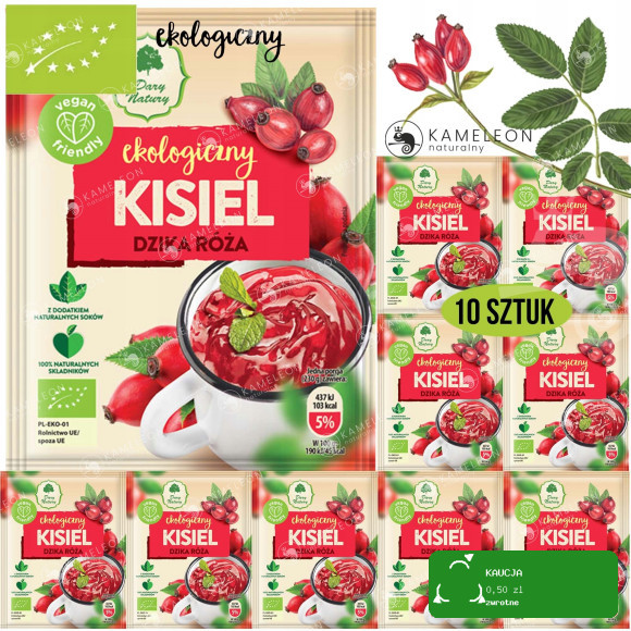 KISIEL ekologiczny DZIKA RÓŻA DARY NATURY 10 sztuk