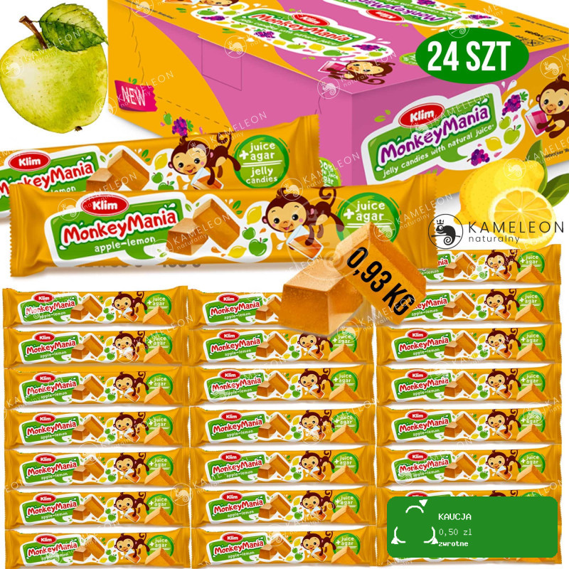 GALARETKA monkey mania JABŁKO-CYTRYNA 24szt. AGAR