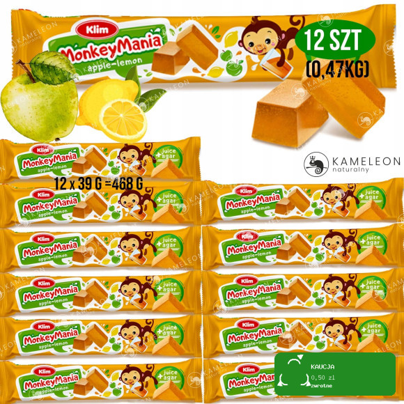 GALARETKA wege monkey mania JABŁKO-CYTRYNA 12sztuk