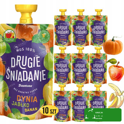 Dawtona MUS 100% DRUGIE ŚNIADANIE bez cukru DYNIA JABŁKO BANAN 10x100g 1KG