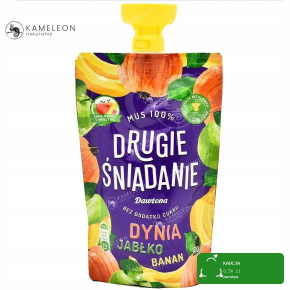 Dawtona MUS 100% DRUGIE ŚNIADANIE bez cukru DYNIA JABŁKO BANAN 10x100g 1KG