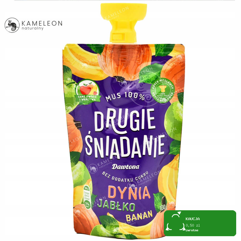 Dawtona MUS 100% DRUGIE ŚNIADANIE bez cukru DYNIA JABŁKO BANAN 10x100g 1KG