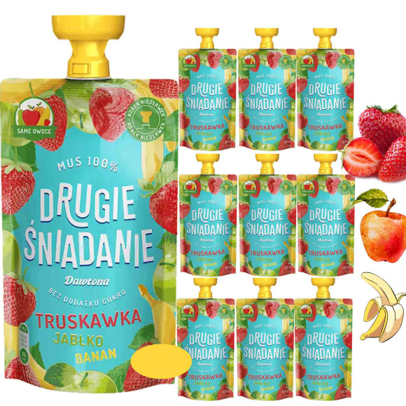 Dawtona DRGIE ŚNIADANIE MUS 100% OWOCE TRUSKAWKA JABŁKO BANAN 10x100g 1KG