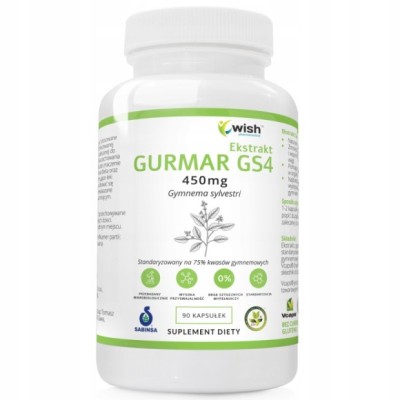 Wish GURMAR GS4 450mg 90kaps ZMNIEJSZA APETYT NA SŁODKIE