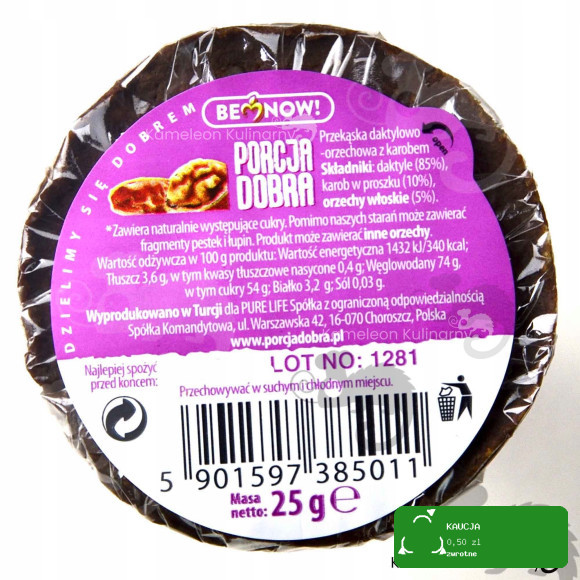 DOBRA PORCJA PRZEKĄSKA DAKTYL ORZECH DAKTYLOWO-ORZECHOWA krążek 25G x5 125G