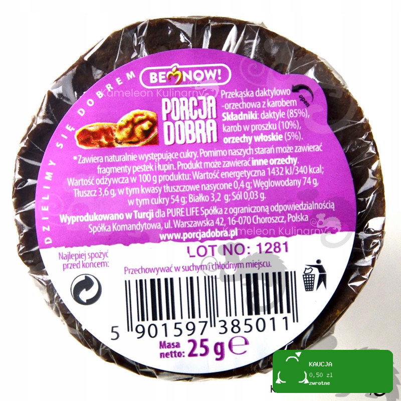 DOBRA PORCJA PRZEKĄSKA DAKTYL ORZECH DAKTYLOWO-ORZECHOWA krążek 25G x5 125G