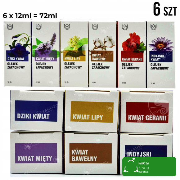 ZESTAW OLEJKÓW ZAPACHOWYCH 6szt x10ml KWIAT KWIATY KWIATOWE ZAPACHY prezent