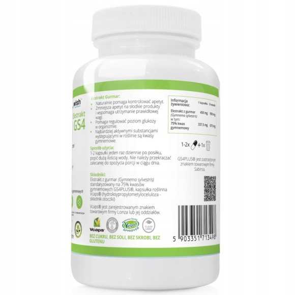 Wish GURMAR GS4 450mg 90kaps ZMNIEJSZA APETYT NA SŁODKIE