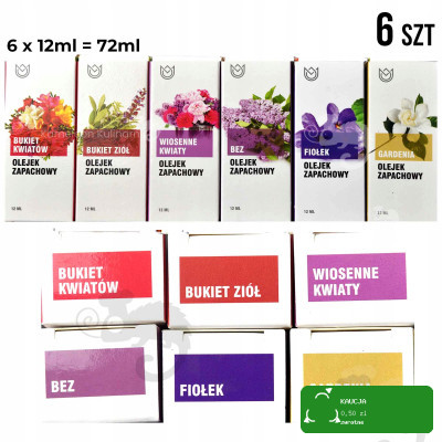 ZESTAW OLEJKI ETERYCZNE KWIATOWE BUKIETY 6szt 72ml