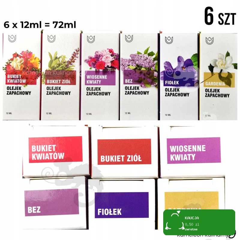 ZESTAW OLEJKI ETERYCZNE KWIATOWE BUKIETY 6szt 72ml