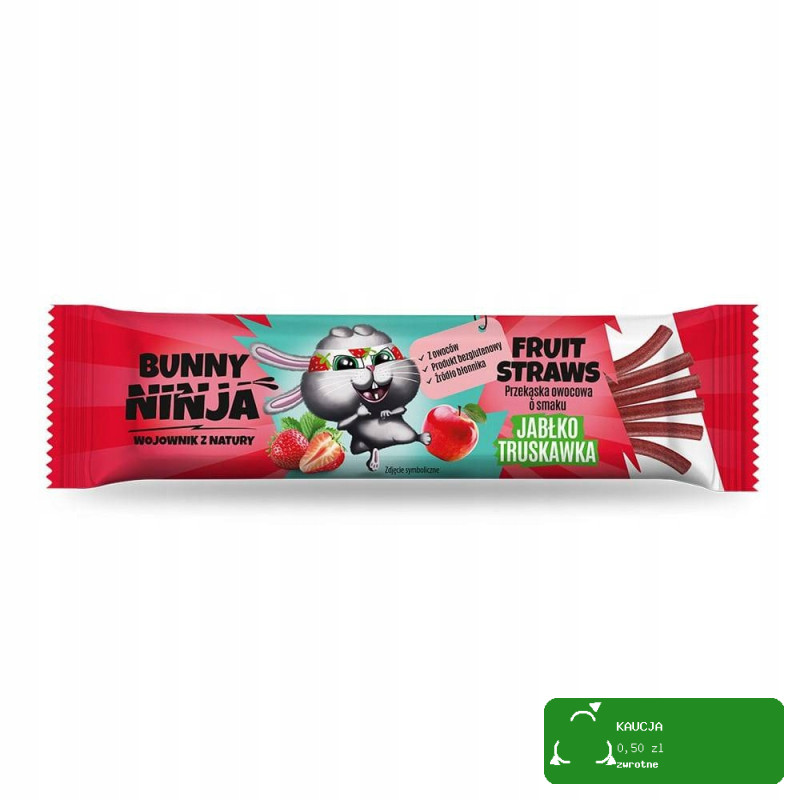 45x BUNNY NINJA DLA DZIECI przekąska BEZ CUKRU JABŁKO TRUSKAWKA 0,72KG