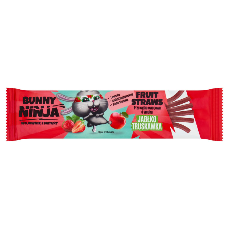45x BUNNY NINJA DLA DZIECI przekąska BEZ CUKRU JABŁKO TRUSKAWKA 0,72KG