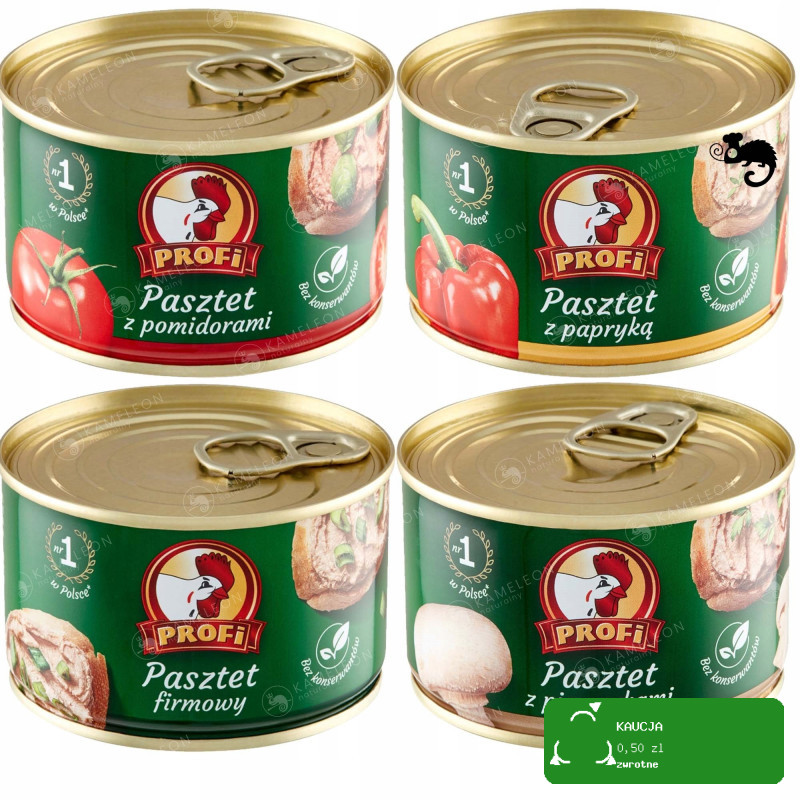 4x PASZTET WIEPRZOWO DROBIOWY mix 4 smaków W PUSZCE 160g x4 0,64KG PROFI