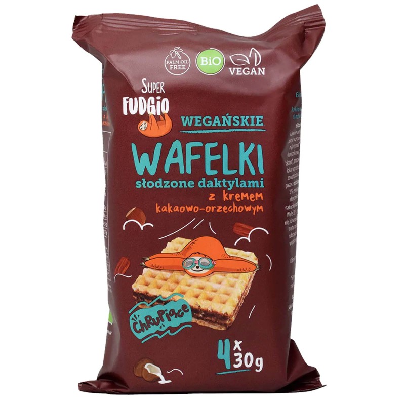 EKO WAFELKI Z KREMEM KAKAO ORZECH BEZ CUKRU SŁODZONE