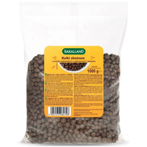 Bakalland KULKI ZBOŻOWE KAKAOWE 1KG płatki śniadaniowe