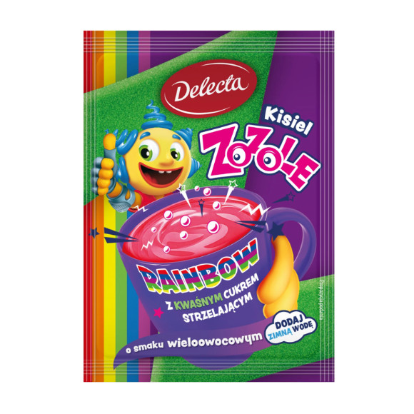 Delecta Zozole Rainbow KISIEL WIELOOWOCOWY z CUKREM STRZELAJĄCYM 34g kwaśny
