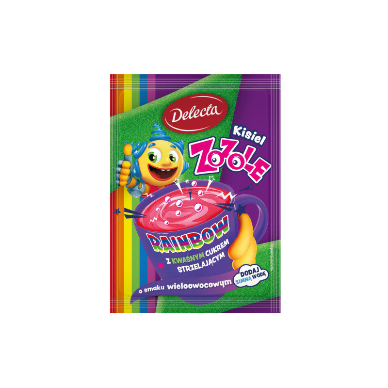 Delecta Zozole Rainbow KISIEL WIELOOWOCOWY z CUKREM STRZELAJĄCYM 34g kwaśny