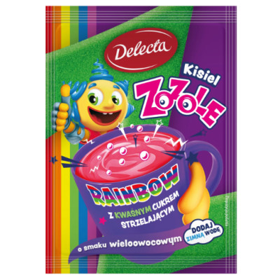 Delecta Zozole Rainbow KISIEL WIELOOWOCOWY z CUKREM STRZELAJĄCYM 34g kwaśny