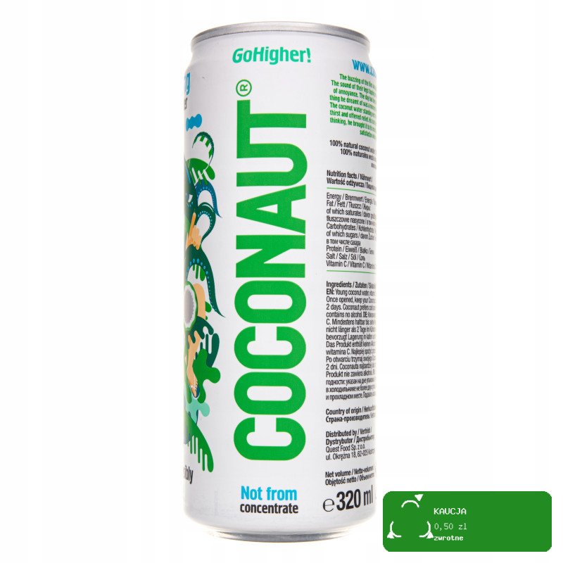 Coconaut WODA KOKOSOWA Z Młodego Kokosa NIEGAZOWANA 320ml 0,32L PUSZKA